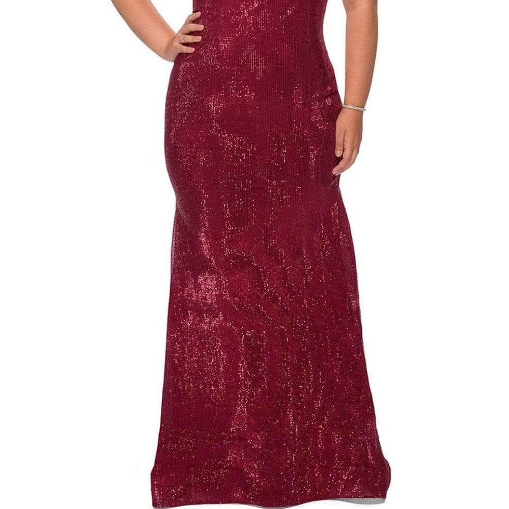 NWT La Femme 28962SC Sequin Prom Dress Red Size 12W - Picture 3 of 5